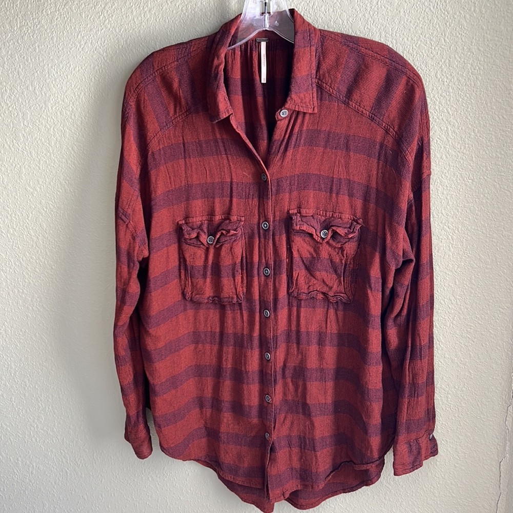 Free People Plaid Flannel Button Down